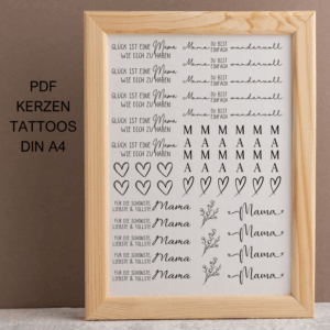 PDF - Kerzentattoo Vorlage - Mama schwarz weiss - A4 Kerzentattoos zum selber drucken Muttertag