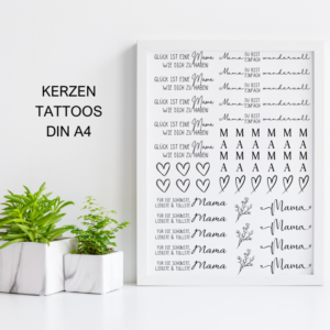 PDF - Kerzentattoo Vorlage - Mama schwarz weiss - A4 Kerzentattoos zum selber drucken Muttertag