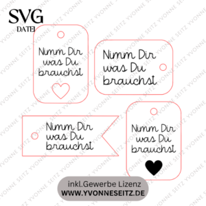 SVG Laser Datei MINIDATEI - Geschenkanhänger NIMM DIR WAS DU BRAUCHST Laserdatei