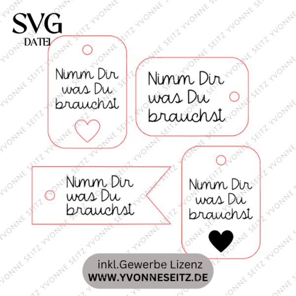 SVG Laser Datei MINIDATEI - Geschenkanhänger NIMM DIR WAS DU BRAUCHST Laserdatei