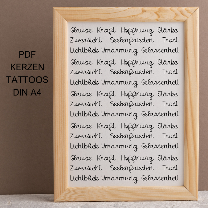 PDF - Kerzentattoo Vorlage - NIMM DIR WAS DU BRAUCHST 2 Aufmunternde Mutmacher - A4 Kerzentattoos zum selber drucken
