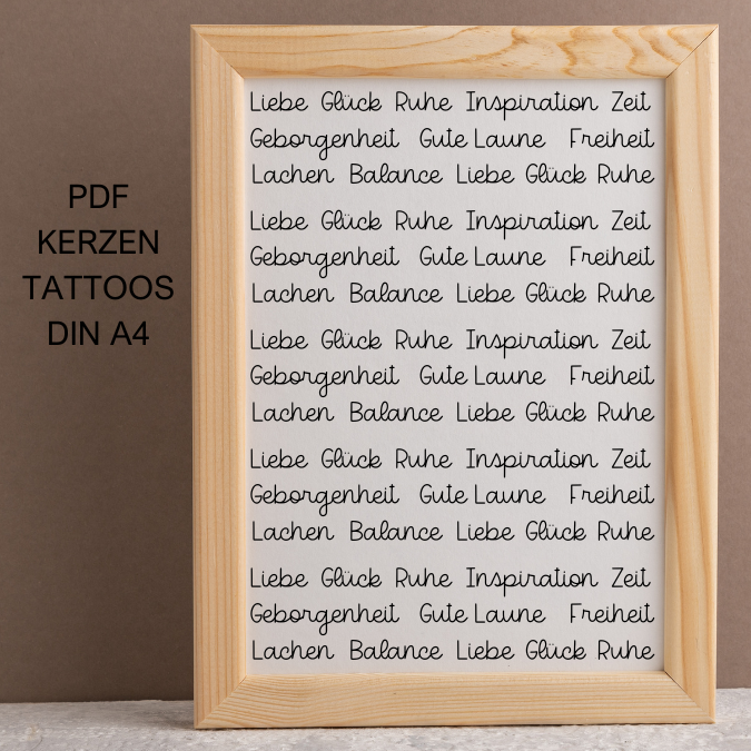 PDF - Kerzentattoo Vorlage - NIMM DIR WAS DU BRAUCHST 1 Evergreens - A4 Kerzentattoos zum selber drucken