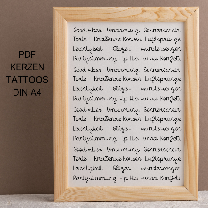 PDF - Kerzentattoo Vorlage - NIMM DIR WAS DU BRAUCHST 3 Fröhliche Anlässe - A4 Kerzentattoos zum selber drucken