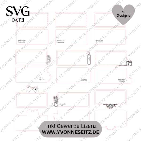 9 Designs "Nimm dir was du brauchst" Kerzensets Geschenksets für 3 Kerzen SVG Laserdatei Laserfile Lasercut Svgdatei – Bild 2