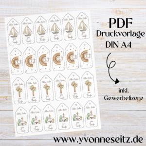 PRINT DRUCKVORLAGE PDF Geschenkanhänger 4 Designs MAXI - TAUFE - Printable PDF-Datei zum selber drucken