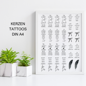 PDF - Kerzentattoo Vorlage - Trauer Kerzen Stabkerzen - A4 Kerzentattoos zum selber drucken