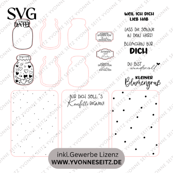 SVG Laser Datei Grußkarte Geldgeschenk Trockenblumen Vorratsglas Geschenkkarte Glas Marmeladenglas Laserdatei mit Blankos – Bild 2
