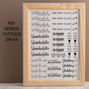 PDF - Kerzentattoo Vorlage - Wunschkerzen - A4 Kerzentattoos zum selber drucken
