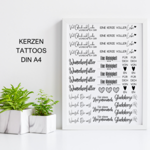 PDF - Kerzentattoo Vorlage - Wunschkerzen - A4 Kerzentattoos zum selber drucken
