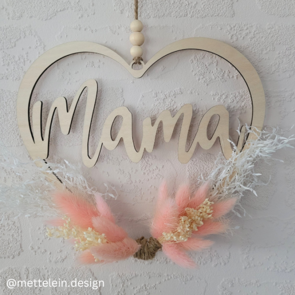 SVG Laser Datei Kranz Herzkranz Mama für Trockenblumen Muttertag Kranz zum aufhängen Laserdatei – Bild 7