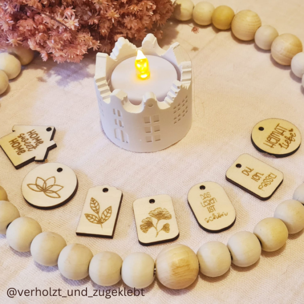 SVG Laser Datei Geschenkanhänger random für viele Kleinigkeiten Dala Haus floral Laserdatei mit Blankos für eigene Designs – Bild 11