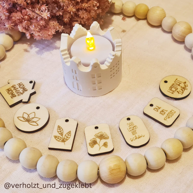 SVG Laser Datei Geschenkanhänger random für viele Kleinigkeiten Dala Haus floral Laserdatei mit Blankos für eigene Designs – Bild 11