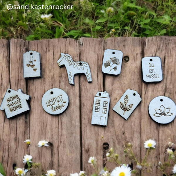 SVG Laser Datei Geschenkanhänger random für viele Kleinigkeiten Dala Haus floral Laserdatei mit Blankos für eigene Designs – Bild 3