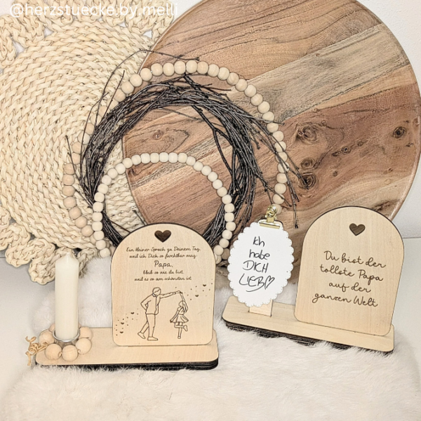 Aufsteller für 3mm und 4mm Holz Vatertag Papa Tochter für Vasen oder Kerzen SVG Laser Datei – Bild 3