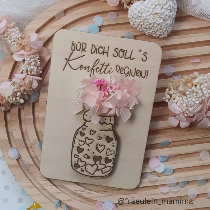 SVG Laser Datei Grußkarte Geldgeschenk Trockenblumen Vorratsglas Geschenkkarte Glas Marmeladenglas Laserdatei mit Blankos – Bild 6