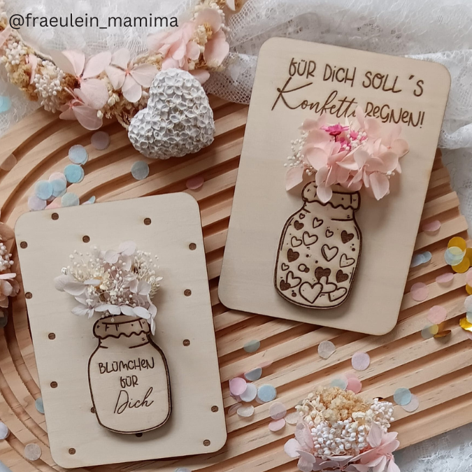 SVG Laser Datei Grußkarte Geldgeschenk Trockenblumen Vorratsglas Geschenkkarte Glas Marmeladenglas Laserdatei mit Blankos – Bild 12