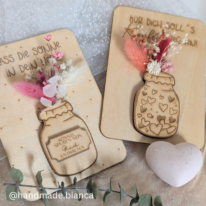 SVG Laser Datei Grußkarte Geldgeschenk Trockenblumen Vorratsglas Geschenkkarte Glas Marmeladenglas Laserdatei mit Blankos – Bild 14
