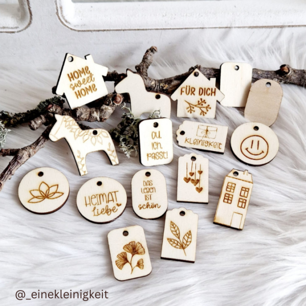 SVG Laser Datei Geschenkanhänger random für viele Kleinigkeiten Dala Haus floral Laserdatei mit Blankos für eigene Designs – Bild 4