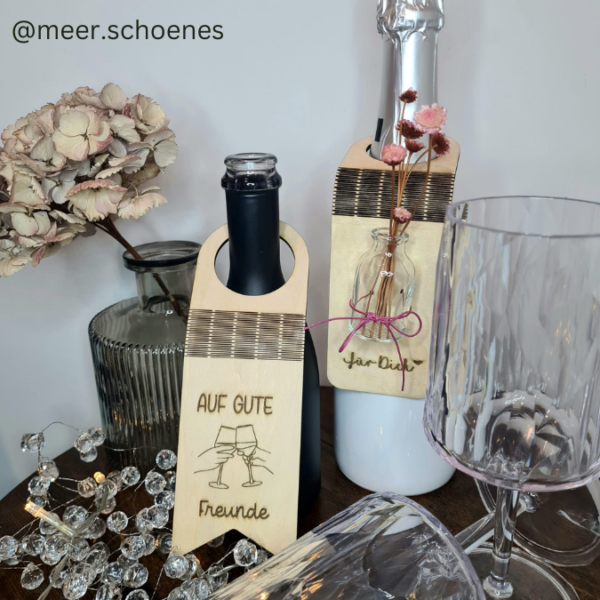 SVG Laser Datei - Flaschenanhänger Weinflaschen Anhänger für Flaschen 9 Designs Freundschaft Freunde Laserdatei – Bild 6