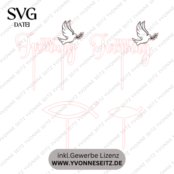 SVG Laser Datei Caketopper Pflanzenstecker zur Firmung Kirche Glaube SVG Datei – Bild 2