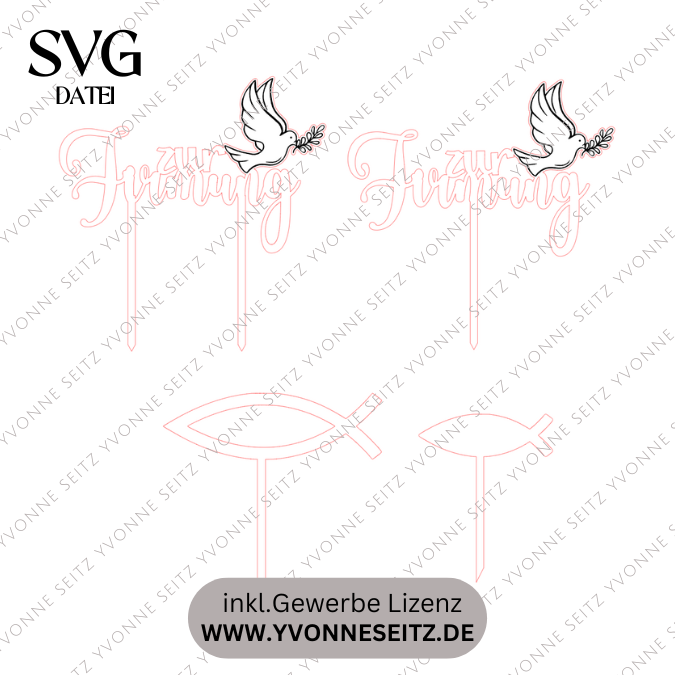 SVG Laser Datei Caketopper Pflanzenstecker zur Firmung Kirche Glaube SVG Datei – Bild 2