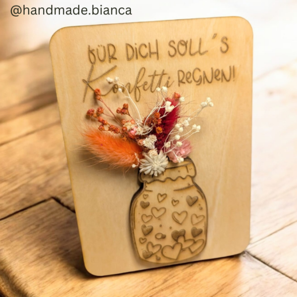 SVG Laser Datei Grußkarte Geldgeschenk Trockenblumen Vorratsglas Geschenkkarte Glas Marmeladenglas Laserdatei mit Blankos – Bild 20