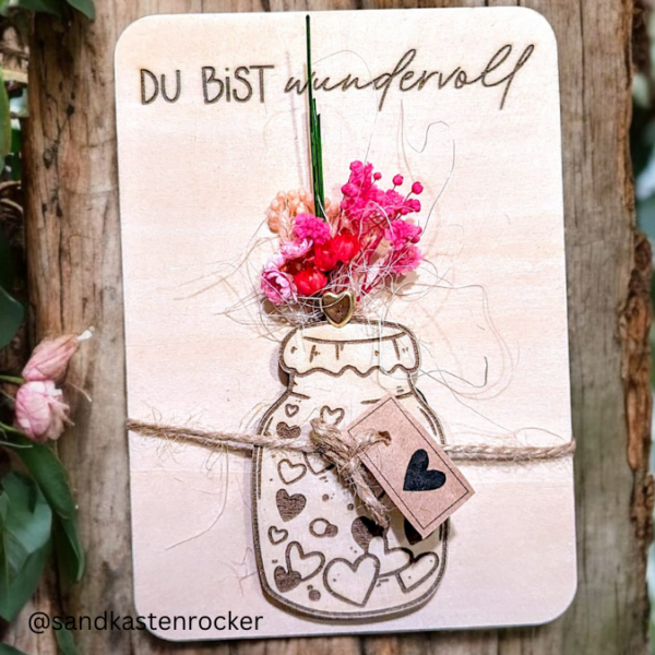 SVG Laser Datei Grußkarte Geldgeschenk Trockenblumen Vorratsglas Geschenkkarte Glas Marmeladenglas Laserdatei mit Blankos – Bild 3
