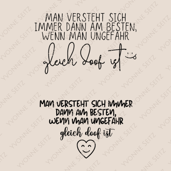 SVG Laser Datei Gravur Freundschaft - gleich doof lustig humor