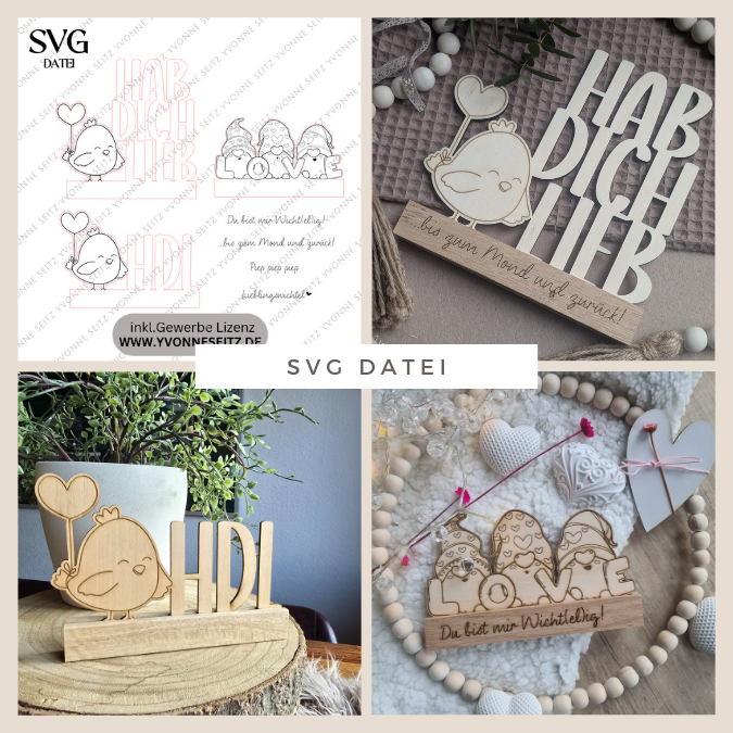 SVG Laser Datei Schriftzug für Klötzchen Easy Sticks Hab dich lieb hdl Wichtel Wichtelig Liebe Valentinstag Lasercut