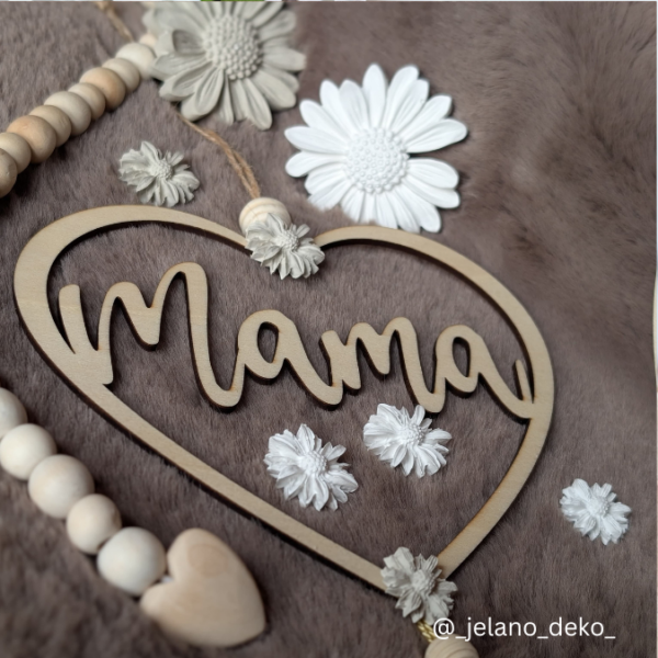 SVG Laser Datei Kranz Herzkranz Mama für Trockenblumen Muttertag Kranz zum aufhängen Laserdatei – Bild 5