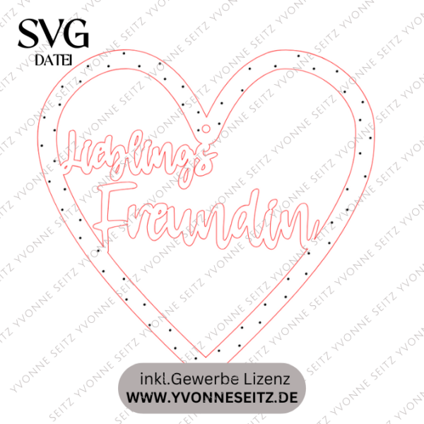 SVG Laser Datei Kranz Herz Herzkranz Beste Freundin Lieblingsfreundin Laserdatei – Bild 2