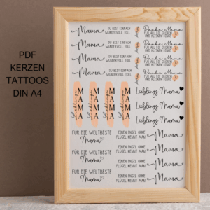 PDF - Kerzentattoo Vorlage - Mama rosa - A4 Kerzentattoos zum selber drucken