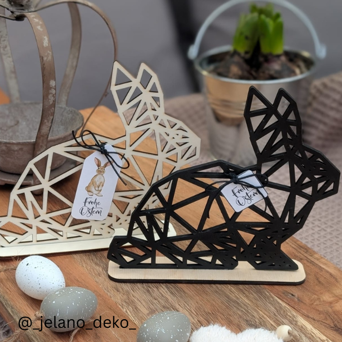 SVG Laser Datei Hase geometrisch 3mm UND 4mm Ostern Easter Bunny zum Aufstellen oder als Wanddeko Laserdatei – Bild 3