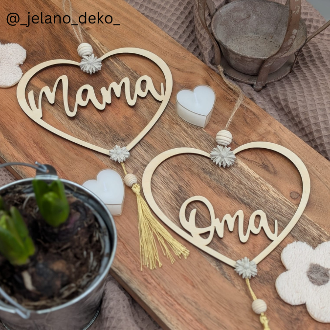 SVG Laser Datei Kranz Herzkranz Oma für Trockenblumen Muttertag Kranz zum aufhängen Laserdatei – Bild 4