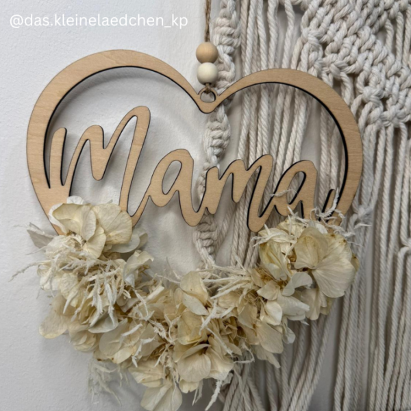 SVG Laser Datei Kranz Herzkranz Mama für Trockenblumen Muttertag Kranz zum aufhängen Laserdatei – Bild 4