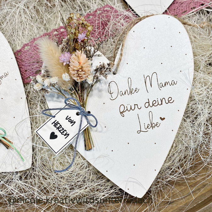 SVG Laser Datei - Muttertag Herzen Mama zum aufhängen für Trockenblumen 3 Designs Laserdatei – Bild 9