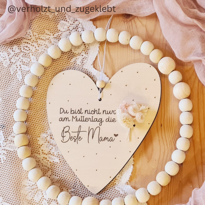 SVG Laser Datei - Muttertag Herzen Mama zum aufhängen für Trockenblumen 3 Designs Laserdatei – Bild 4