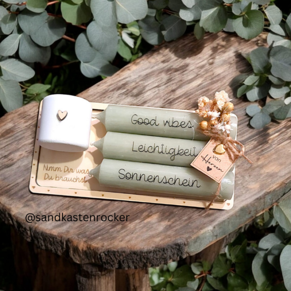 9 Designs "Nimm dir was du brauchst" Kerzensets Geschenksets für 3 Kerzen SVG Laserdatei Laserfile Lasercut Svgdatei – Bild 7