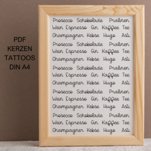 PDF - Kerzentattoo Vorlage - NIMM DIR WAS DU BRAUCHST 4 Leckereien - A4 Kerzentattoos zum selber drucken