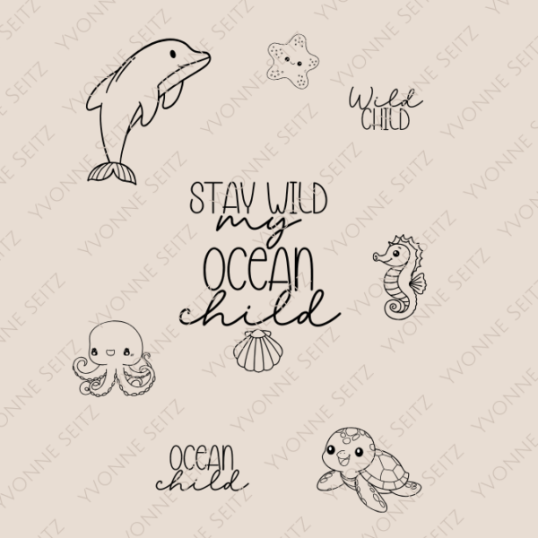 SVG Laser Datei GRAVUR OCEAN CHILD WILD CHILD Affirmation SVG Datei