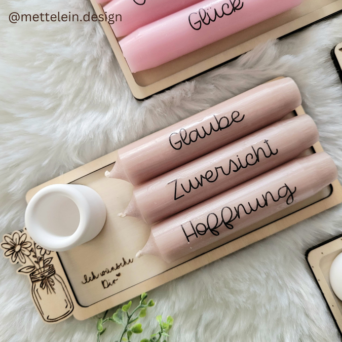 9 Designs "Nimm dir was du brauchst" Kerzensets Geschenksets für 3 Kerzen SVG Laserdatei Laserfile Lasercut Svgdatei – Bild 3