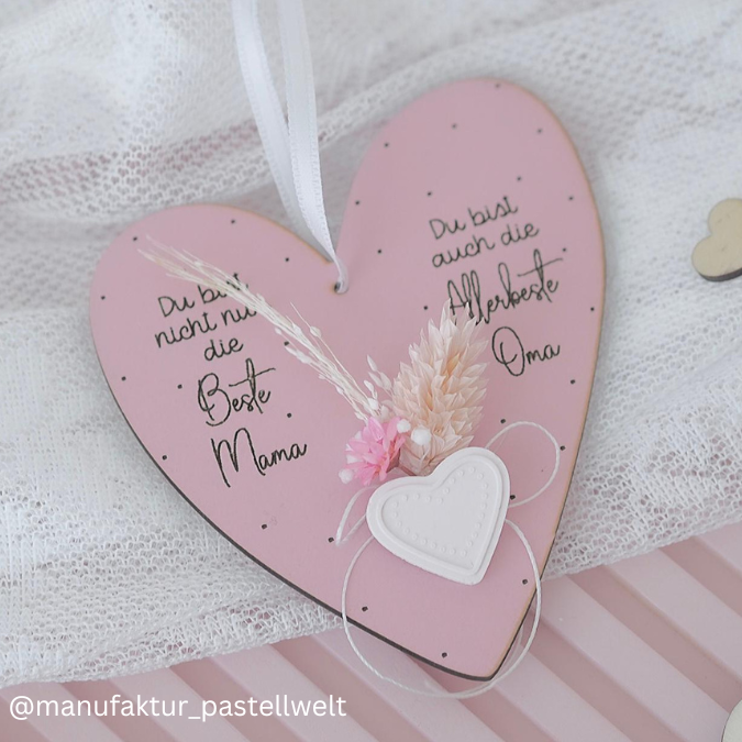 SVG Laser Datei - Muttertag Herzen Mama zum aufhängen für Trockenblumen 3 Designs Laserdatei – Bild 23