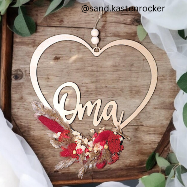 SVG Laser Datei Kranz Herzkranz Oma für Trockenblumen Muttertag Kranz zum aufhängen Laserdatei – Bild 6