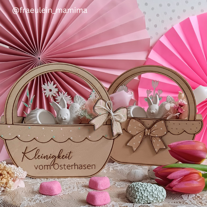 3 mm und 4 mm Ostern Geschenkkörbchen in 6 Designs inkl Anhänger und Deko für Kleinigkeiten Osterhasen Eier Osterkörbchen Ostergeschenk SVG Laserdatei Laserfile Lasercut – Bild 19