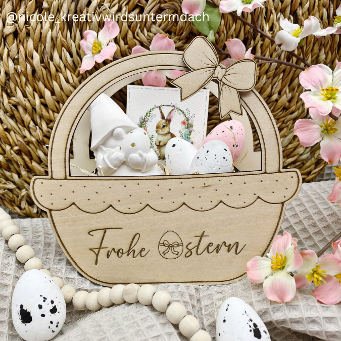 3 mm und 4 mm Ostern Geschenkkörbchen in 6 Designs inkl Anhänger und Deko für Kleinigkeiten Osterhasen Eier Osterkörbchen Ostergeschenk SVG Laserdatei Laserfile Lasercut – Bild 5