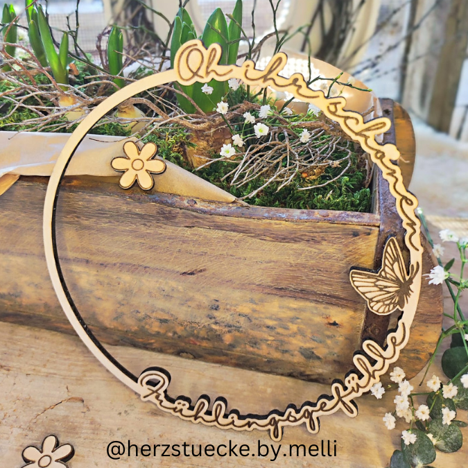 SVG Laser Datei Kranz 4er Set Kränze Frühling Frühlingsgefühle Kranz Floral Laserdatei – Bild 5