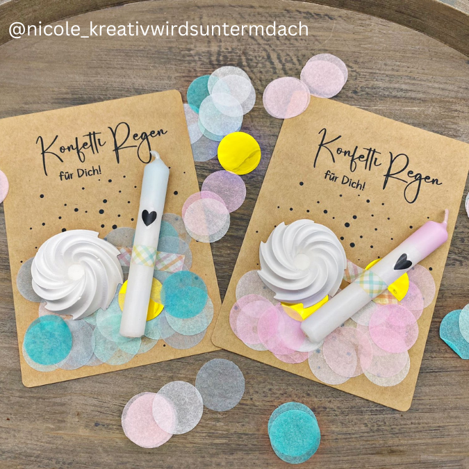 IN DER TÜTE PRINT DRUCKVORLAGE PDF Verpackung für Kleinigkeiten Geschenkkarte 2 Designs - Geburtstag in der Tüte und Konfettiregen Printable PDF-Datei zum selber drucken – Bild 2