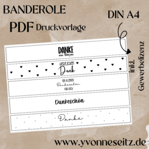 PRINT DRUCKVORLAGE PDF Banderolen 5 Designs - Danke - Printable PDF-Datei zum selber drucken