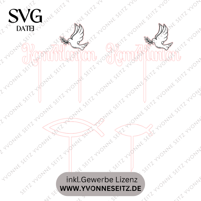 SVG Laser Datei Caketopper Pflanzenstecker zur Kommunion Kirche Glaube SVG Datei – Bild 2