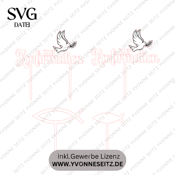SVG Laser Datei Caketopper Pflanzenstecker zur Konfirmation Kirche Glaube SVG Datei – Bild 2